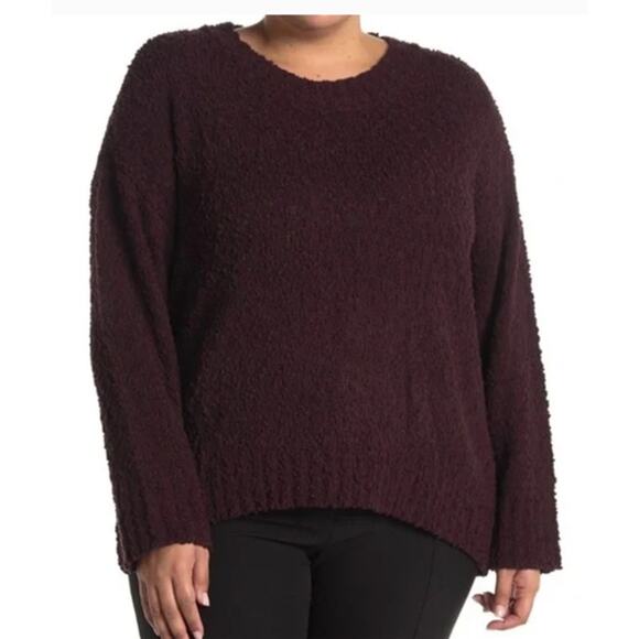 Sanctuary Sweater Size 1X Plus Wine Popcorn Crew Neck Long Sleeve Pullover NWOT - Picture 1 of 6